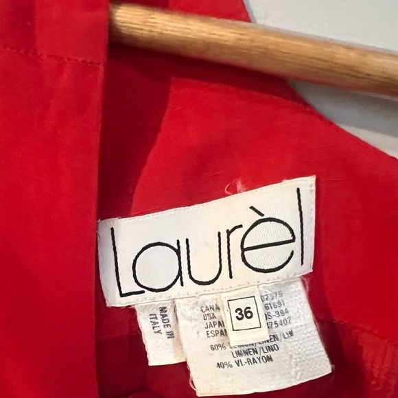 Laurel Red Shift Dress Linen Blend Size 36 US 6 Made In Italy - Picture 5 of 7
